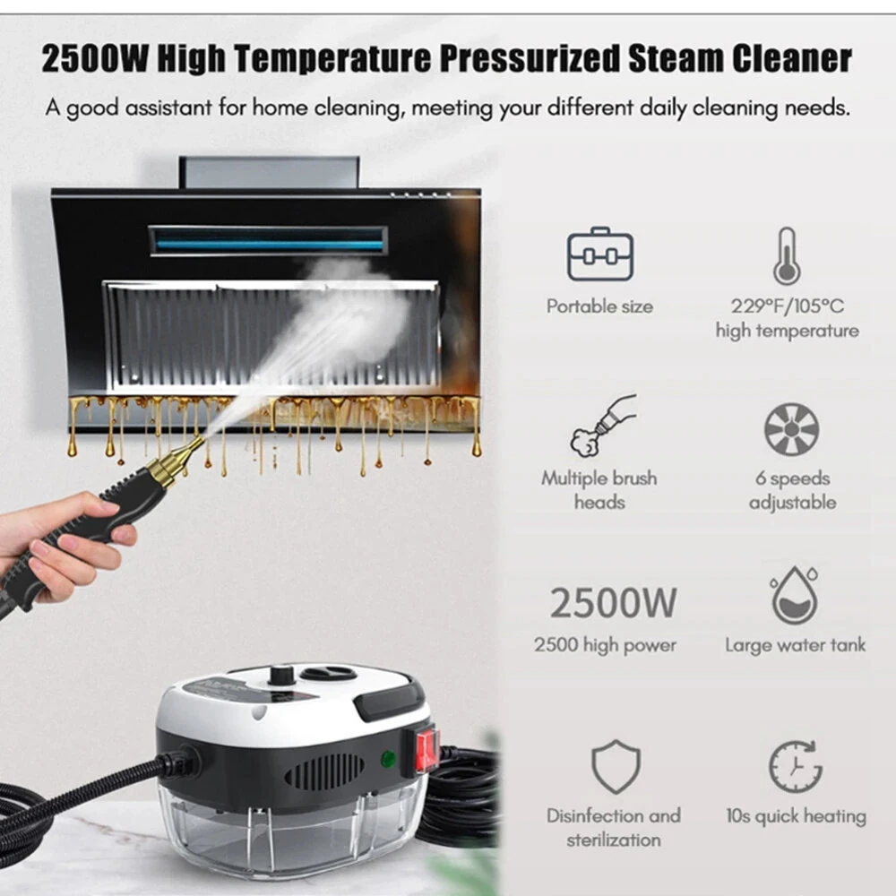 (image for) 2500W High Temperature Steam Cleaner 220V EU Plug High Pressure Sterilization for for Home Use Car Air Conditioning Kitchen Hood Home Use